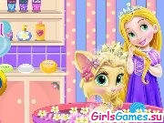 Игра Рапунцель купает котенка Игра Рапунцель купает котенка
